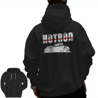 Hot Rod Classic Coupe Outline Rustbucket Rat Race Muscle Car Zip Up Hoodie Back Print | Mazezy UK