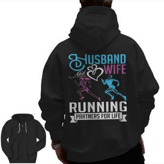 Husband And Wife Running Sweet Valentine’S Day Zip Up Hoodie Back Print | Mazezy CA