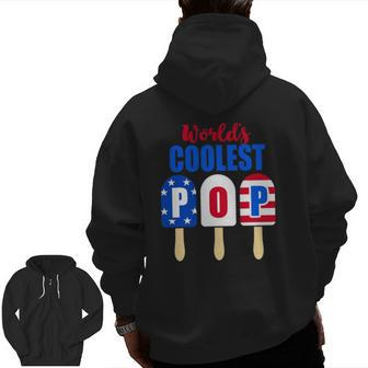 Ice Cream World's Coolest Pop American Flag Fathers Day Zip Up Hoodie Back Print | Mazezy CA