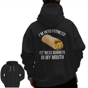 I'm Into Fitness Fitness Burrito In My Mouth Tank Top Zip Up Hoodie Back Print | Mazezy DE