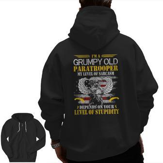 I'm A Grumpy Old Paratrooper Flag T Veterans Day Zip Up Hoodie Back Print | Mazezy