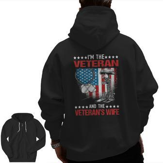I'm The Veteran And The Veteran's Wife Female Veterans Zip Up Hoodie Back Print | Mazezy