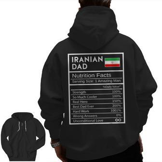 Iranian Dad Nutrition Facts National Pride For Dad Zip Up Hoodie Back Print | Mazezy UK