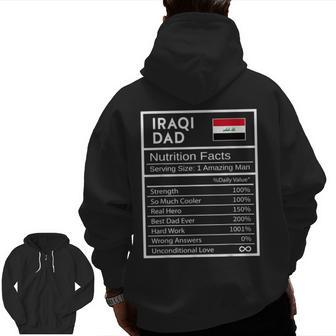 Iraqi Dad Nutrition Facts National Pride For Dad Zip Up Hoodie Back Print | Mazezy