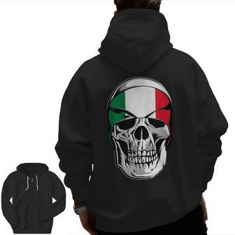 Italy Flag Bandana Skull Italia Italian Sicilian Pride Mafia Zip Up Hoodie Back Print | Mazezy UK