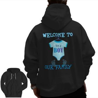 It's A Boy Baby Shower Party New Baby Premium Zip Up Hoodie Back Print | Mazezy CA