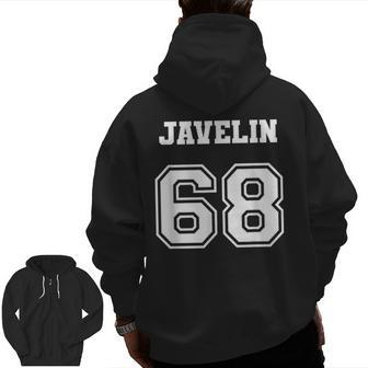 Jersey Style Javelin 68 1968 Old School Muscle Car Zip Up Hoodie Back Print | Mazezy