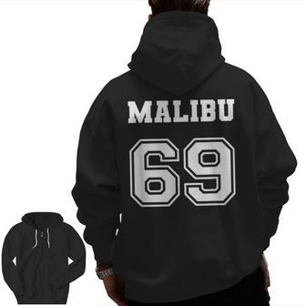 Jersey Style Malibu 69 1969 Old School Muscle Car California California And Merchandise Zip Up Hoodie Back Print | Mazezy