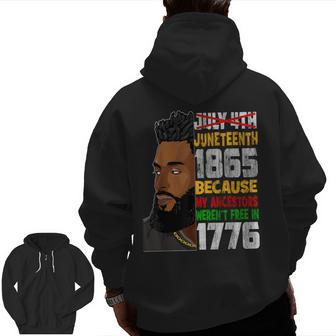 Junenth 1865 Freedom Day Afro Black King Fathers Day Zip Up Hoodie Back Print | Mazezy UK