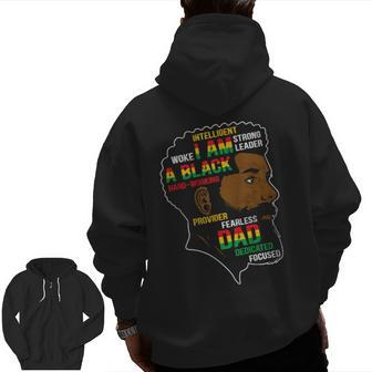 Junenth Is My Independence Day Black Dad Fathers Day Men Zip Up Hoodie Back Print | Mazezy