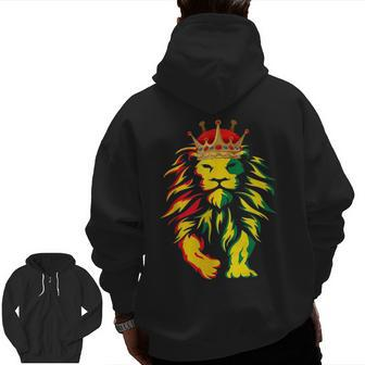 Junenth Is My Independence Day Black King Lion Father Day Zip Up Hoodie Back Print | Mazezy
