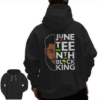 Juneteenth King Melanin Father Dad Men Son Brothers Boys Zip Up Hoodie Back Print | Mazezy CA
