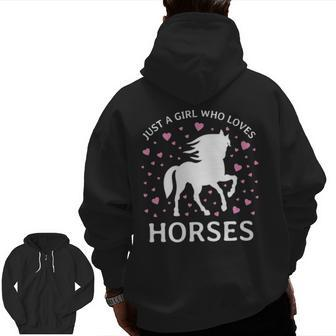 Just A Girl Who Loves Horses Cowgirl Horse Girl Riding Zip Up Hoodie Back Print | Mazezy