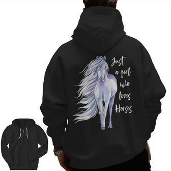 Just A Girl Who Loves Horses Horse Riding Women Zip Up Hoodie Back Print | Mazezy CA