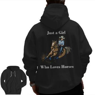 Just A Girl Who Loves Horses Western Riding Zip Up Hoodie Back Print | Mazezy