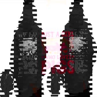 Just A Girl Who Loves Pigs Pig Silhouette Flower Zip Up Hoodie Back Print | Mazezy