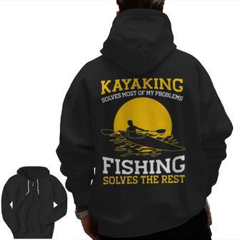 Kayaking Canoeing Kayak Angler Fishing Zip Up Hoodie Back Print | Mazezy