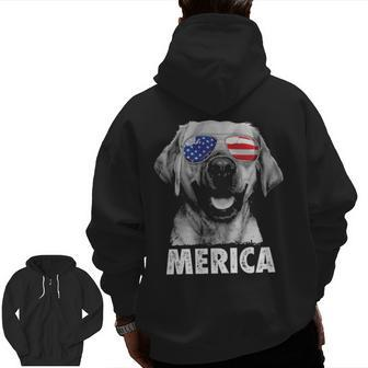 Labrador 4Th Of July Merica Sunglasses Men Usa American Flag Zip Up Hoodie Back Print | Mazezy