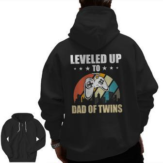 Leveled Up To Dad Of Twins Video Gamer Gaming Zip Up Hoodie Back Print | Mazezy