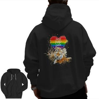 Lgbt Pride Daddy Tiger Rainbow Best Dad Ever Father's Day Zip Up Hoodie Back Print | Mazezy