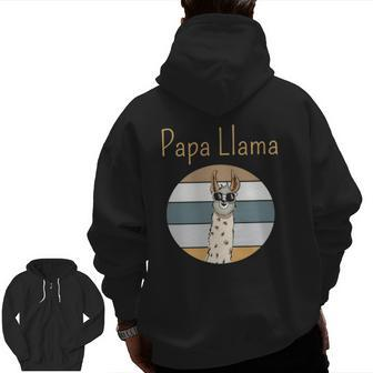 Llama Dad Matching Papa Alpaca Lover Father's Day Zip Up Hoodie Back Print | Mazezy