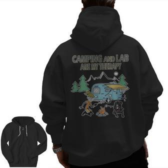 Love Camping Labrador Retriever Zip Up Hoodie Back Print | Mazezy