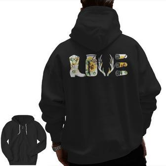 Love Hunting With Flower T Zip Up Hoodie Back Print | Mazezy