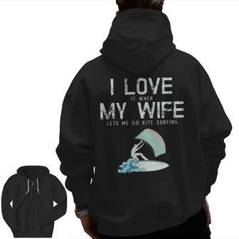 I Love My Wife Kite Surfing Zip Up Hoodie Back Print | Mazezy