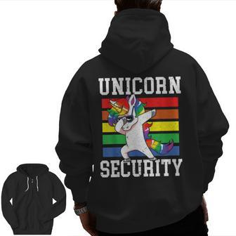 Magical Unicorn Security Best Dad Ever Fathers Day Zip Up Hoodie Back Print | Mazezy