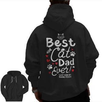 Maine Coon Dad Best Cat Dad Ever Zip Up Hoodie Back Print | Mazezy