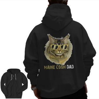 Maine Coon Dad For Cat Lovers Father's Day Zip Up Hoodie Back Print | Mazezy
