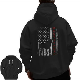 Mastiff Dad With Proud American Flag Dog Lover Zip Up Hoodie Back Print | Mazezy AU