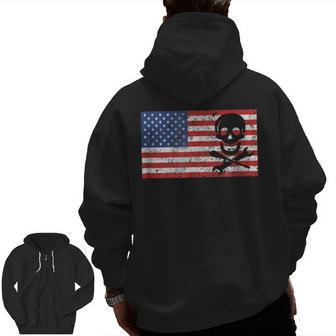 Mechanic T Skull Usa Flag 4Th Of July Men Zip Up Hoodie Back Print | Mazezy CA