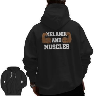 Melanin And Muscle Clothing African American Black Men Zip Up Hoodie Back Print | Mazezy