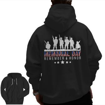 Memorial Day Remember Honor Veteran Usa Flag Pateriot Army Zip Up Hoodie Back Print | Mazezy