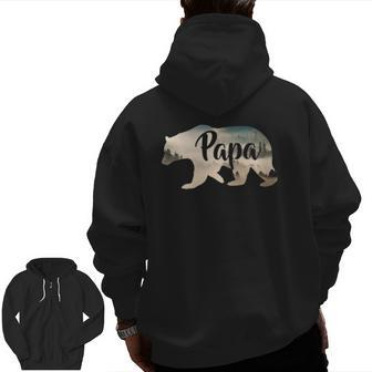 Men Papa Bear & Forest Awesome Camping Zip Up Hoodie Back Print | Mazezy