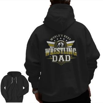 For Men World's Best Freestyle Wrestling Dad Zip Up Hoodie Back Print | Mazezy