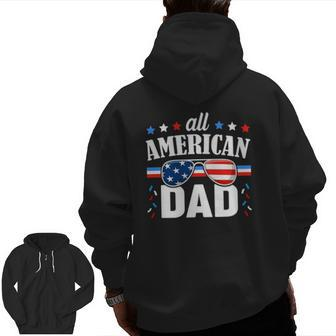 Mens All American Dad 4Th Of July Usa Family Matching Outfit Zip Up Hoodie Back Print | Mazezy