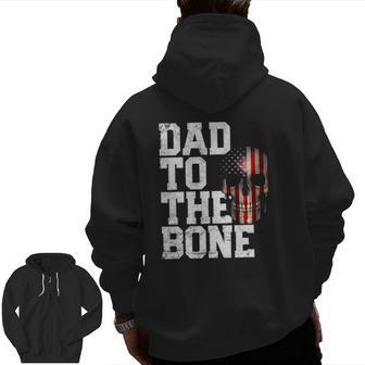 Mens American Flag Skull 4Th Of July Dad Father's Day Zip Up Hoodie Back Print | Mazezy AU