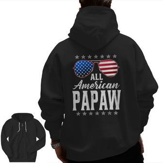 Mens All American Papaw 4Th Of Julyfathers Day Papaw Zip Up Hoodie Back Print | Mazezy