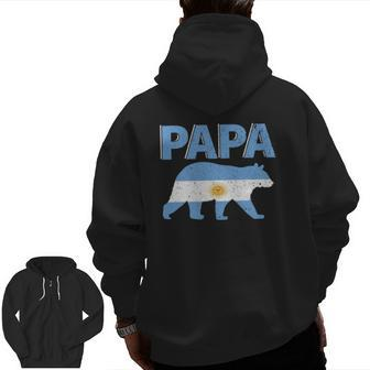 Mens Argentina Flag Papa Bear Argentinian Dad Father's Day Zip Up Hoodie Back Print | Mazezy AU