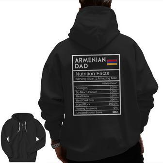 Mens Armenian Dad Nutrition Facts National Pride For Dad Zip Up Hoodie Back Print | Mazezy