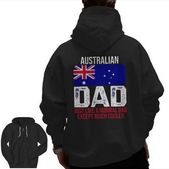 Mens Australian Dad Australia Flag For Father's Day Zip Up Hoodie Back Print | Mazezy CA