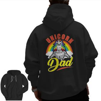 Mens Awesome Unicorn Dad Cool Unicorn Dads Zip Up Hoodie Back Print | Mazezy