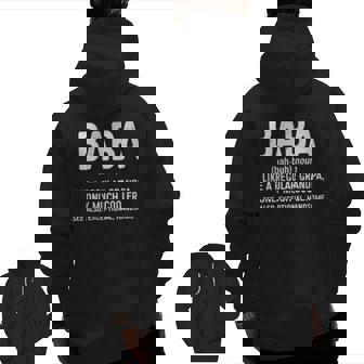 Mens Baba Definition Like A Regular Grandpa Only Cooler Zip Up Hoodie Back Print | Mazezy