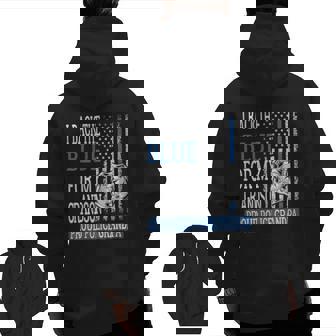 Mens I Back The Blue For My Grandson Proud Police Grandpa Family Zip Up Hoodie Back Print | Mazezy