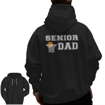 Mens Basketball Senior Dad Player Father Game Day Zip Up Hoodie Back Print | Mazezy