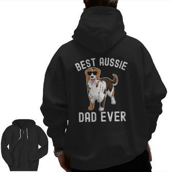 Mens Best Aussie Dad Ever Australian Shepherd Dad Fathers Day Men Zip Up Hoodie Back Print | Mazezy