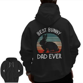 Mens Best Bunny Dad Ever Matching Family Easter Retro Zip Up Hoodie Back Print | Mazezy
