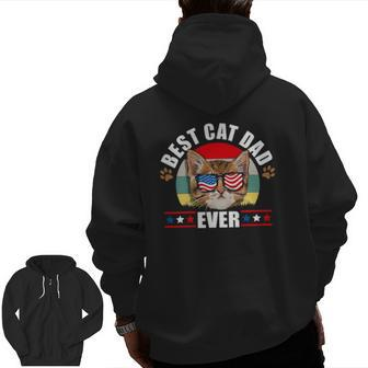 Mens Best Cat Dad Ever Cat Father Father Day Patriotic Men Zip Up Hoodie Back Print | Mazezy